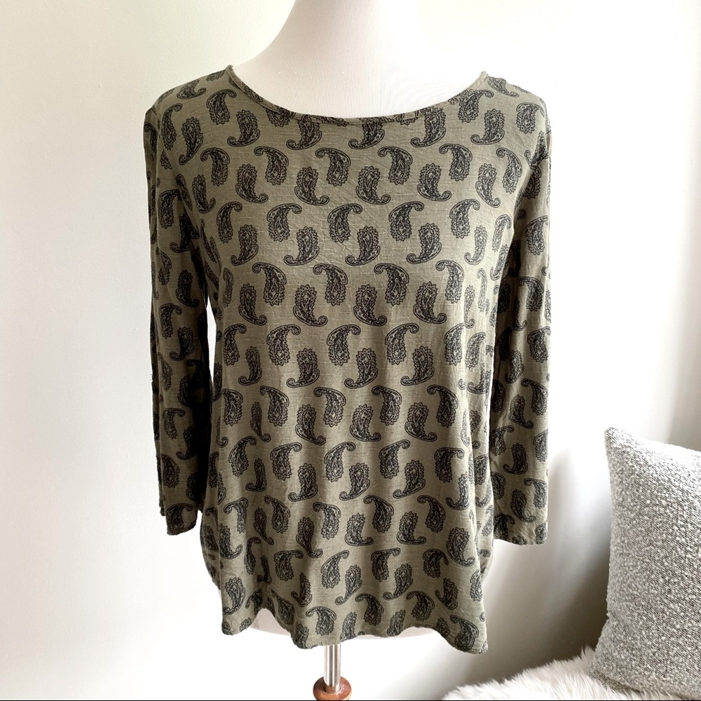 Pink Republic Sage Green Paisley Blouse